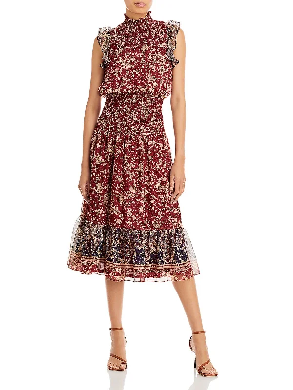 Winter Warehouse Sale Womens Chiffon Smocked Maxi Dress Graceful Drape