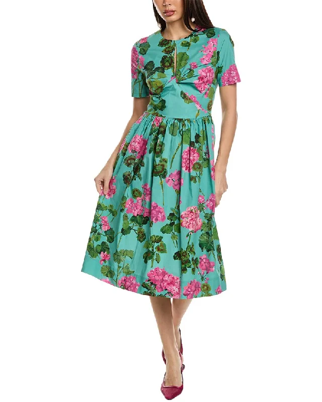 Chic Styles Oscar de la Renta Twist Midi Dress Fashion-Forward Style