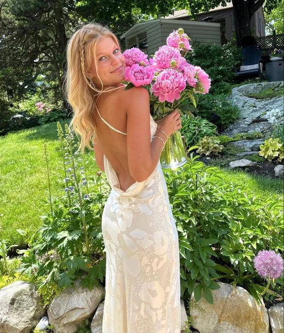 Luxury Fashion Discounts Chic Ivory Backless Long Prom Dress,Senior Prom Gown Y7270 Romantic Flair