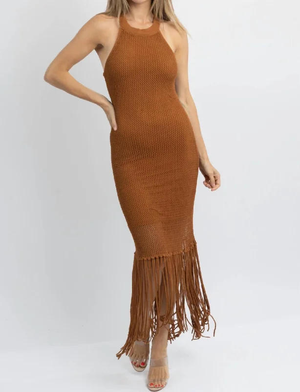 You'Ll Love Us Because Diem Fringed Midi Dress In Brown Nordic Minimalist Home Look