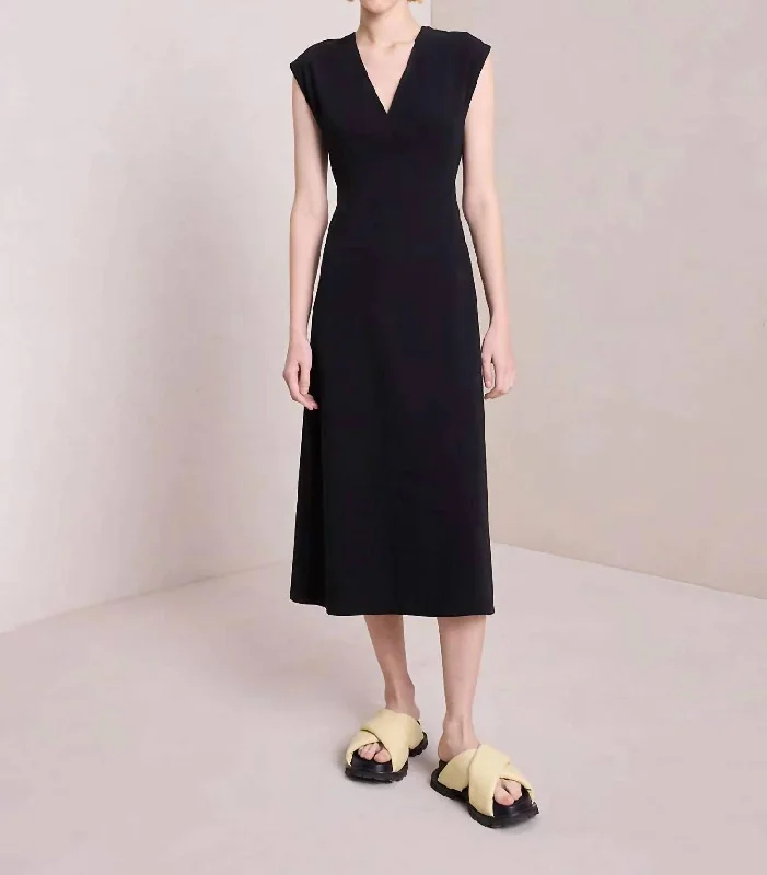 Luxury Casual Deals Amelie Cotton Midi Dress In Black Luxury Style