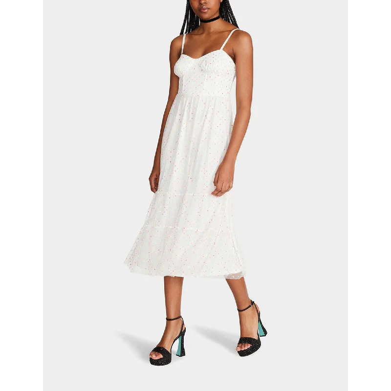 Limited Stock, Big Sale Garden Vibes Corset Midi Dress White Multi Disco - Inspired Retro Dance Look