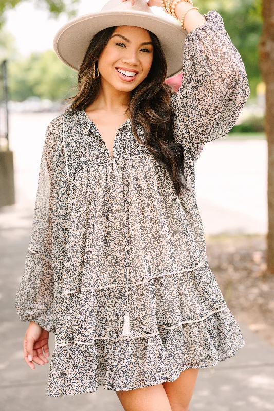 Best Sellers Olivaceous: Just Getting Started Black Ditsy Floral Dress Modern Romance