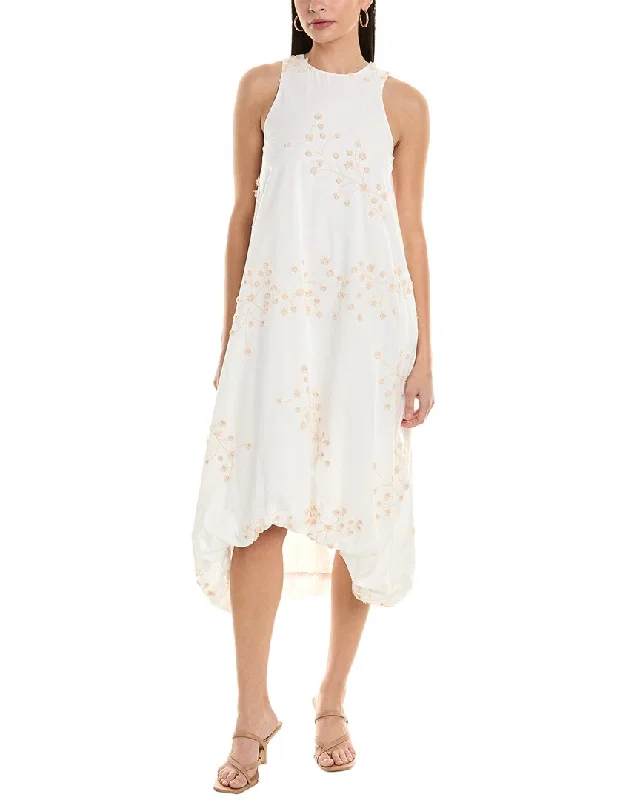 Cozy Comfort Style Sale ALPHA STUDIO Embroidered Midi Dress Chic Allure