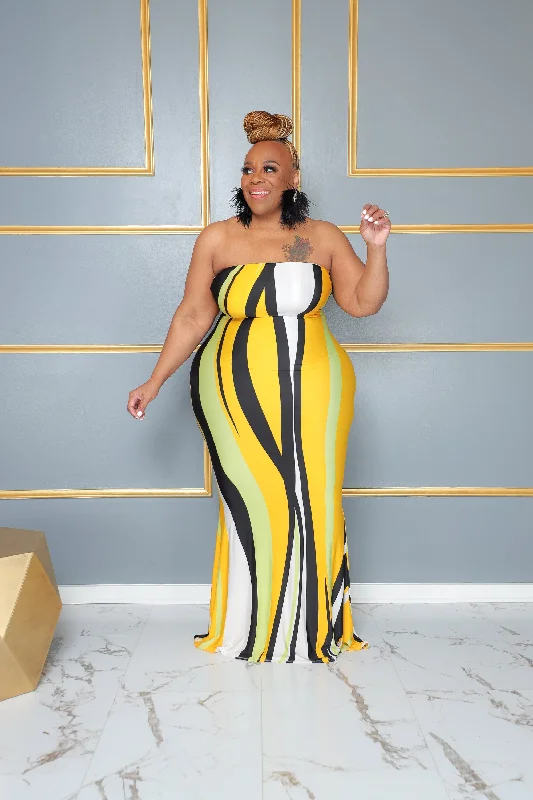 Seasonal Discounts On Fashionable Women's Wear Yellow Tube Work Of Art Dress