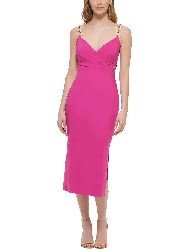 Premium Fashion Womens Chain Straps Mid Calf Midi Dress Holiday Sale