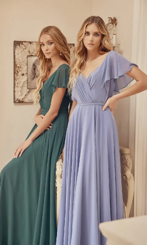 Huge Price Cut Flutter-Sleeve Long Formal Evening Gown 261 Effortless Comfort