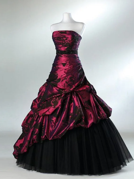 Hot Brand Discounts Modest Strapless A-Line Tulle Satin Vintage Long Formal Prom Dress, D243 Limited - Time Bundle