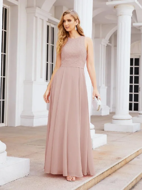 Stylish Looks Numbersea Chiffon A-line Sequin Evening Dress Floor Length Formal Prom Gowns Long Sleeves SEA28076 Mid - Season Sale