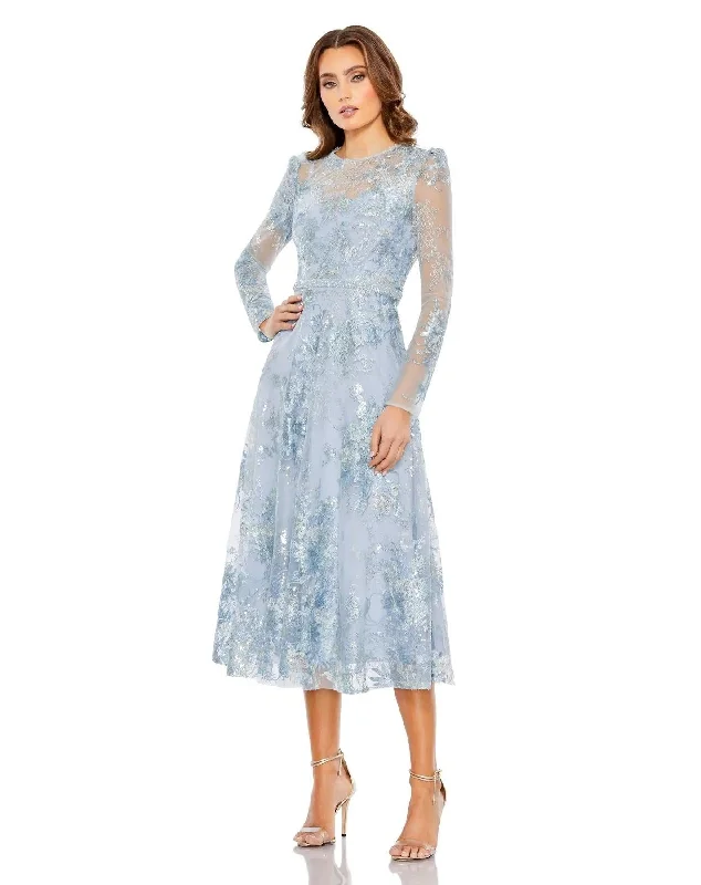 Sleek Style Discounts Mac Duggal 68020 Long Sleeve Dress Graceful Movement