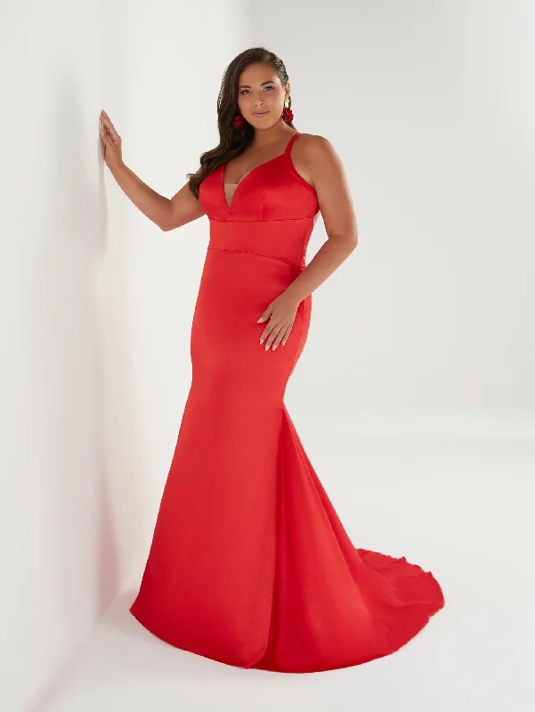 Bold Fashion Sales Plus Size Fitted Satin Halter Gown by Tiffany Designs 16965 Limited - Edition Drops