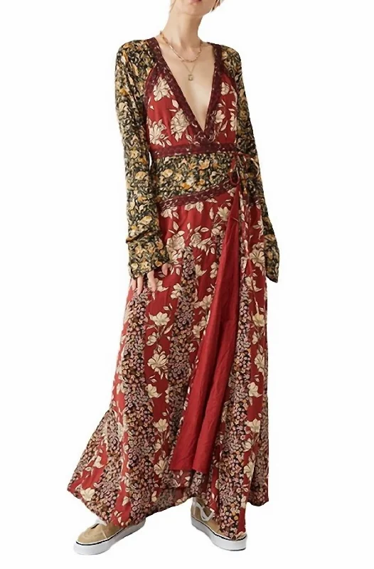 Chic Styles Tilda Wrap Maxi Dress In Neutral Combo Contemporary Chic
