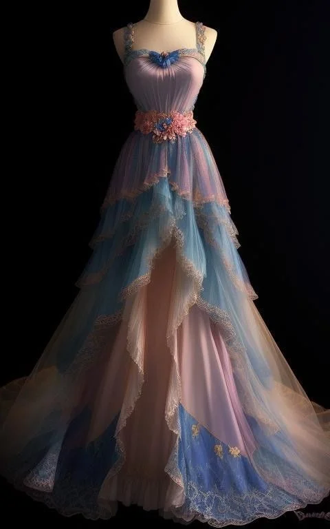 Timeless Elegance Sale Fairy Colorful Tulle Lace Tiered Ball Gown Long Prom Dress Y7792 Art Deco Geometric Pattern Look