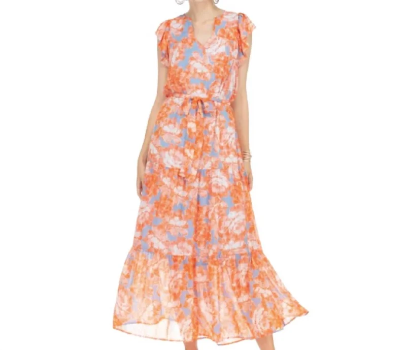 Mega Sales Tiered Maxi Dress In Orange Save On Classic Elegant Styles