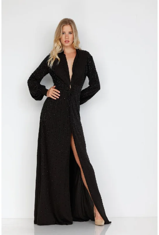 Unleash Your Style Terani Couture 1812E6274 Long Sleeve Formal Beaded Evening Dress Refined Look