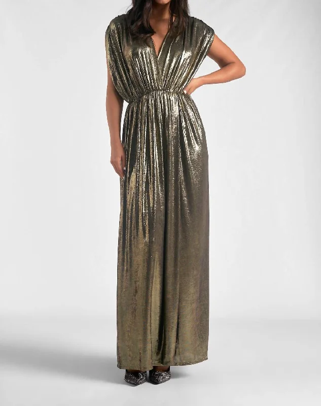 Big Savings Carlise Maxi Dress In Gold Vintage Elegance