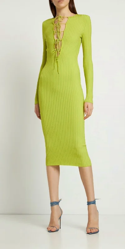 Glamorous Fashion Offers Rib Knit Midi Dress In Lime Green Flash Deals