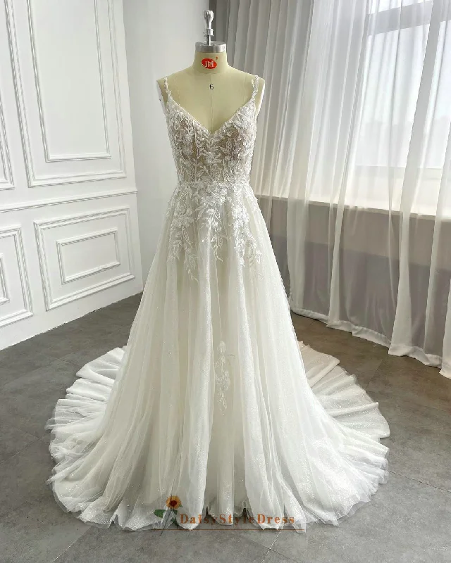 Daring Fashion Promotions Spaghetti Straps Summer Ivory Lace Wedding Dress Chic Allure