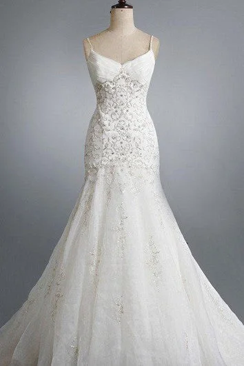 Essentials On Sale Mermaid Knee-Length Straps V-Neck Straps Organza Dress Today Only