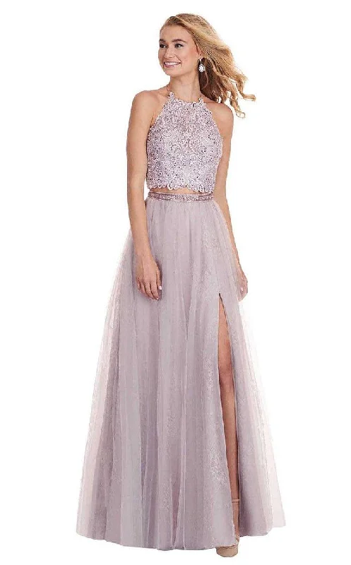 Limited Time Deal Rachel Allan Prom Long Halter Two Piece Dress 6437 Romantic Flair