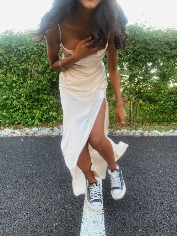 Glamorous Fashion Offers Elegant Spaghetti Straps Long Prom Dress With Split,Senior Prom Gown  Y7249 Exquisite Craftsmanship