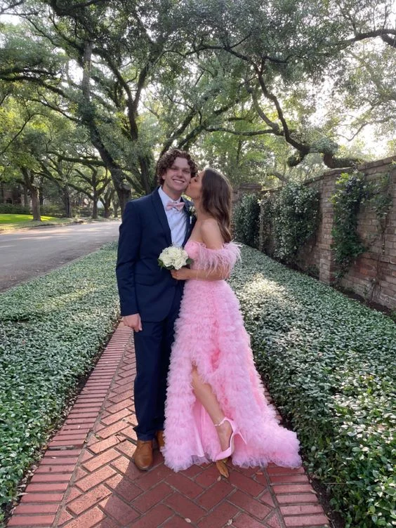 Final Sale Off The Shoulder Pink Prom Dress,Winter Prom Gown Y4327 Holiday Sale