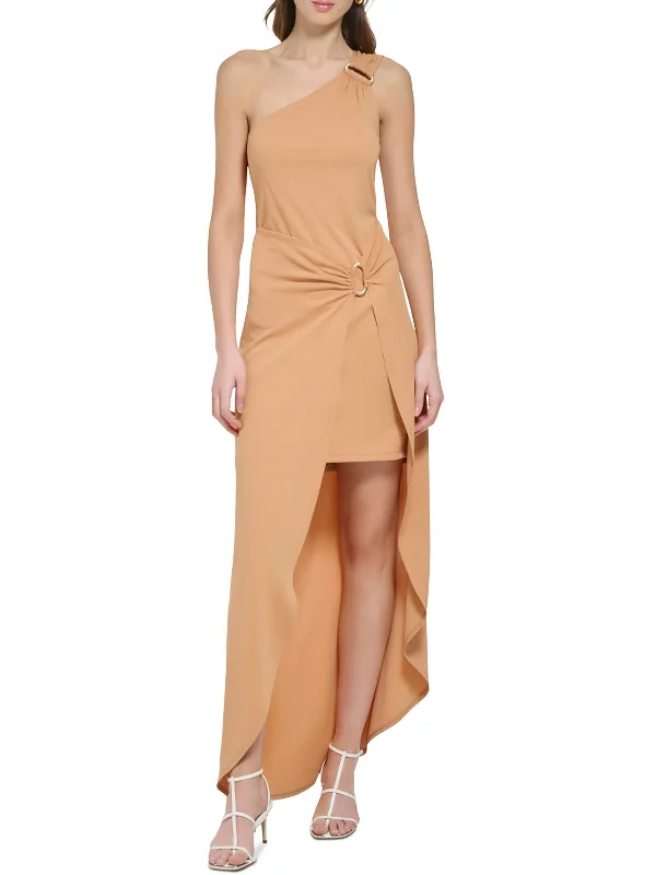 Timeless Style Promotions Womens Gold Ring Asymmetric Midi Dress Score Big On Glamorous Red - Carpet Styles