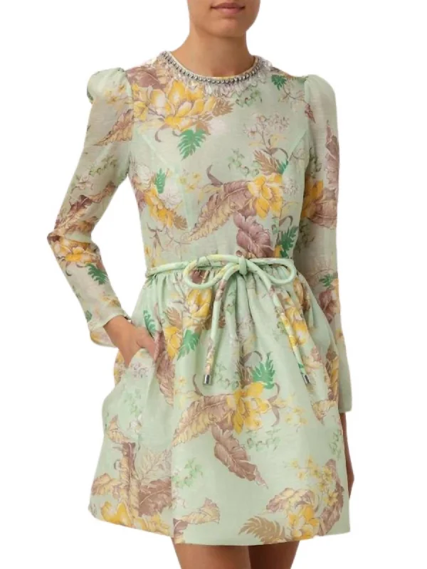 Fashion-Forward Matchmaker Tulip Mini Dress In Mint Tropical