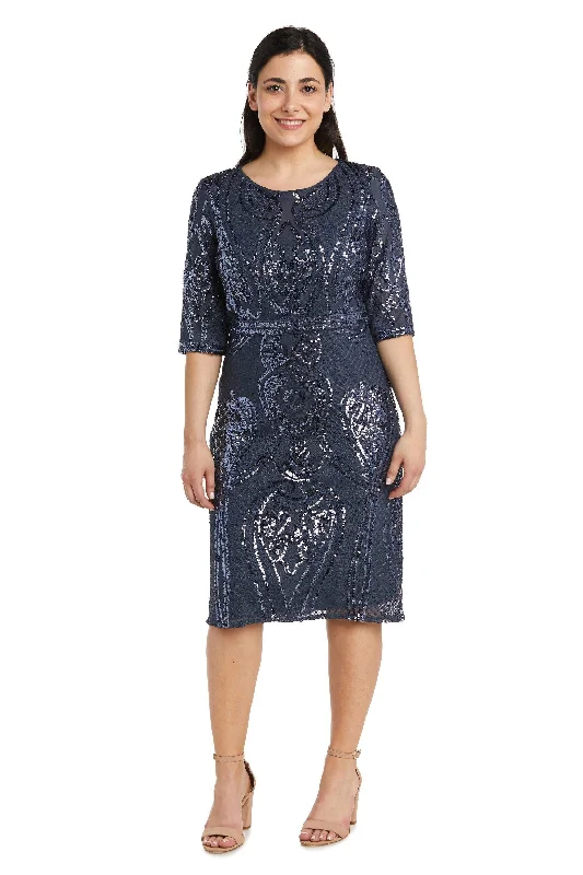 Modern Fashion Sale R&M Richards 7434P Petite Long Sleeve Short Dress Sale Feminine Soft - Hued Styles