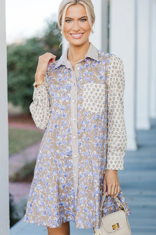 Daily Deals All Your Own Brown Floral Shirt Dress Soft Textures