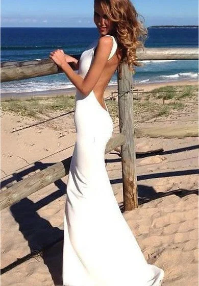 Trend Alert Mermaid Mini Jewel Sleeveless Bell Bat Backless Keyhole Satin Dress Contemporary Elegance