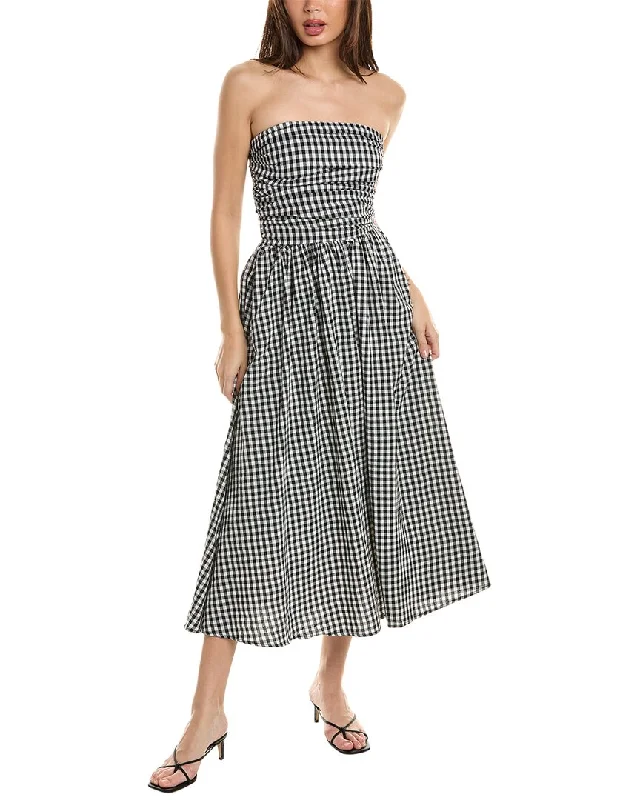 Casual Chic Avantlook Strapless Midi Dress Rustic Countryside Charm Look