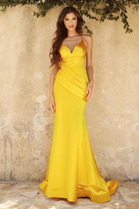 Limited Stock, Big Sale Ruched Satin Mermaid Dress by Cinderella Divine CH236 Feminine Elegance