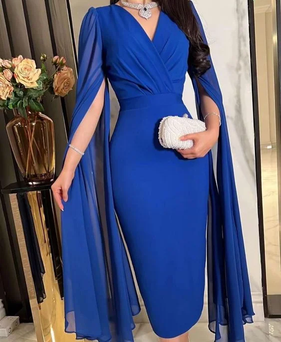 Sophisticated Style Offers Modest Royal Blue Sheath Short Evening Dress,Royal Blue Party Gown Y6734 Contemporary Chic