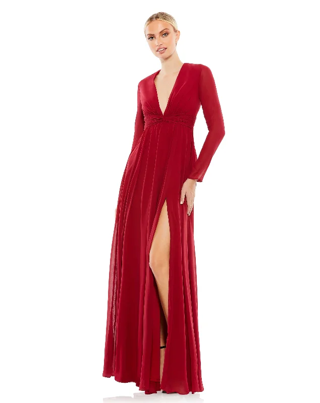 Sustainable Fashion Extravaganza Mac Duggal 55680 Long Sleeve Formal Slit Dress Flash Deals