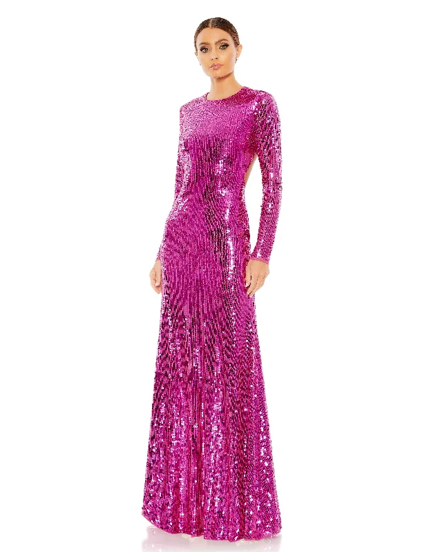 Seasonal Sale Mac Duggal A10891 Long Sleeve Sequin Formal Prom Dress Classic Charm