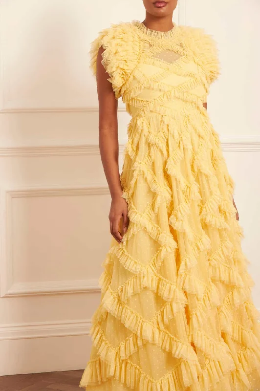 Premium Fashion Genevieve Ruffle Gown Graceful Cut