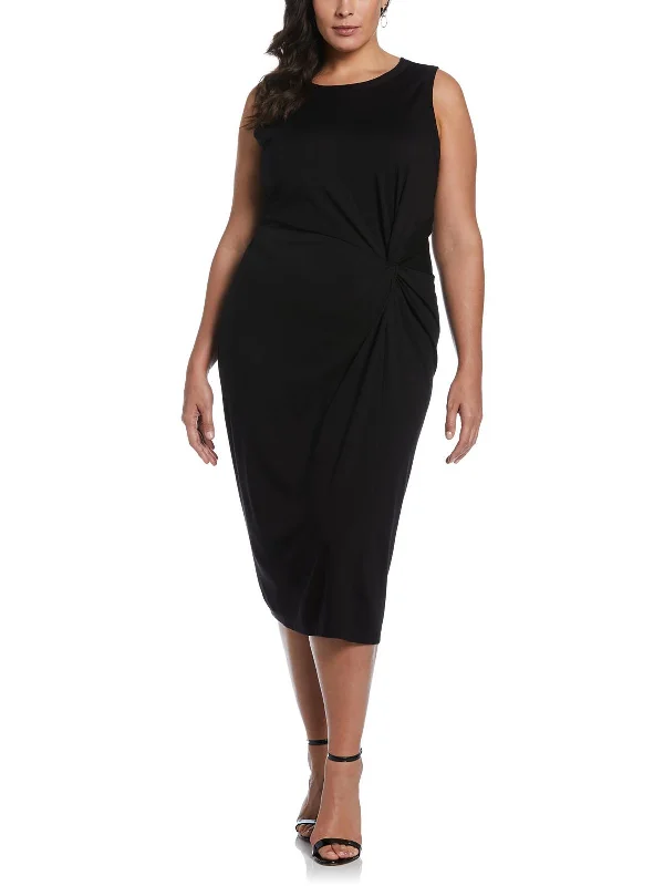 Spring Fashion Plus Womens Knot Front Long Maxi Dress Sophisticated Cut