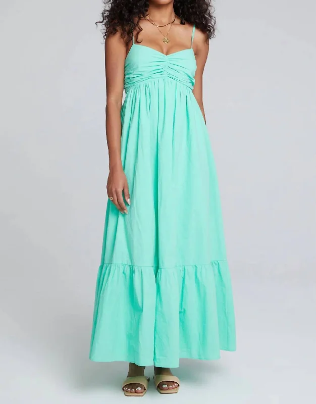 Must-Have Style Discounts Flora Maxi Dress In Sea Green Lightweight Fabric