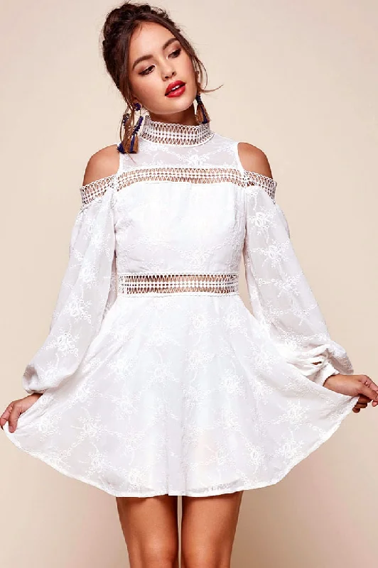 Timeless Elegance Redefined Ellis Open Back Dressy Floral Dress White Casual Weekend Relaxed Style