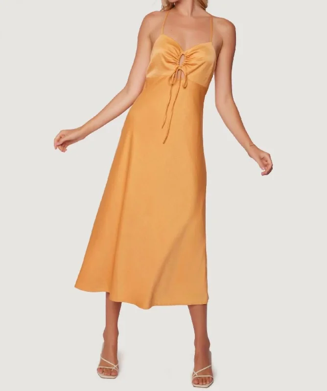 Imeless Style Sunset Midi Dress In Apricot Luxury Style