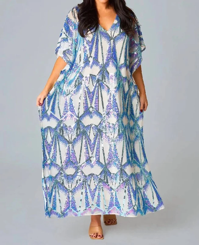 Chic & Modern Sales Atlas Sequin Caftan Maxi Dress In Queen Of The Sea Urban Sophistication