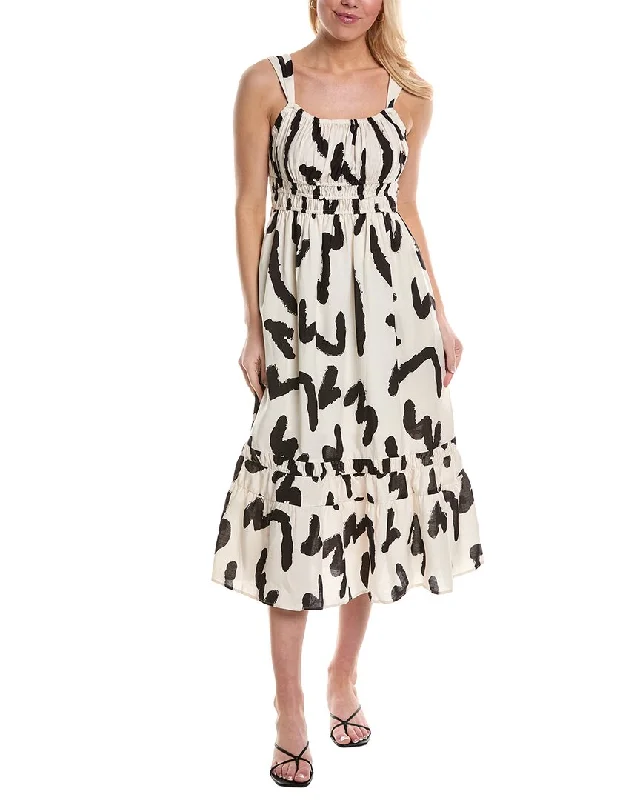 Fashion Sale CROSBY by Mollie Burch Whitner Linen-Blend Midi Dress Elegant Ensemble