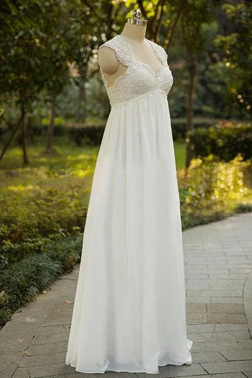 Fresh Styles, Fresh Deals Cap Sleeve Chiffon Lace Weddig Dress Minimalist Chic