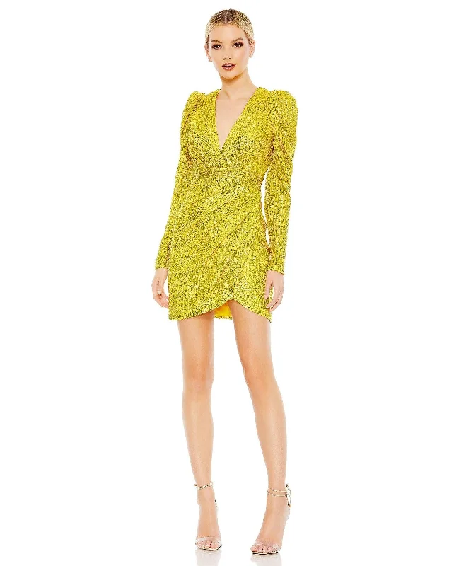 Laid-Back Fashion Offers Mac Duggal 26944 Long Sleeve Short Dress Elegant Contour