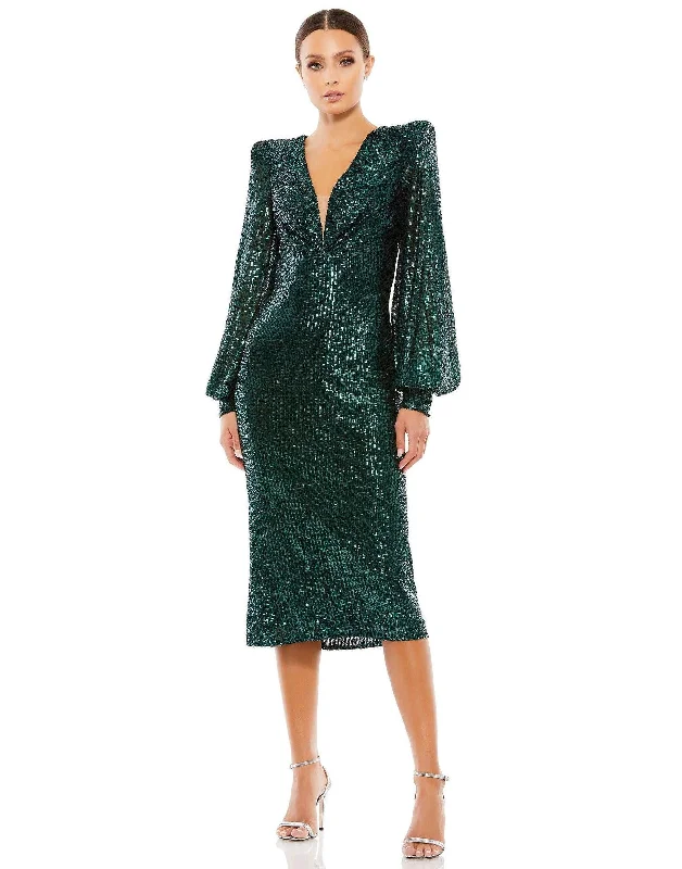 New Arrivals Mac Duggal 26866 Long Sleeve Fitted Short Dress Minimalist Chic