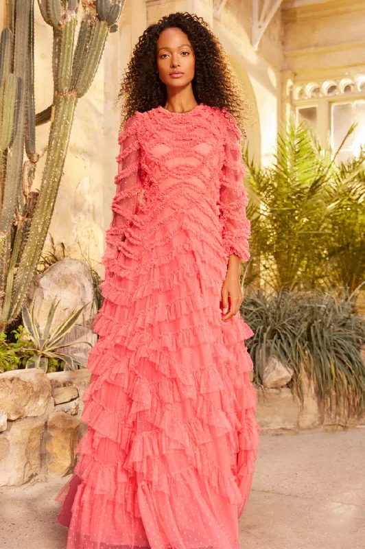Fashion-Forward Lana Round Neck Gown Cottagecore Rustic Charm Style