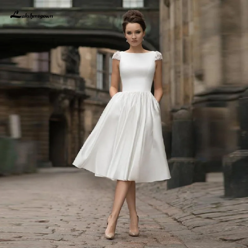 Fashionable Women's Clothes Contemporary Elegance Roycebridal Satin Short Wedding Dresses for Bridal Sexy Backless Beach Fashionable Women's Clothes Contemporary Elegance Roycebridal Satin Short Wedding Dresses for Bridal Sexy Backless Beach