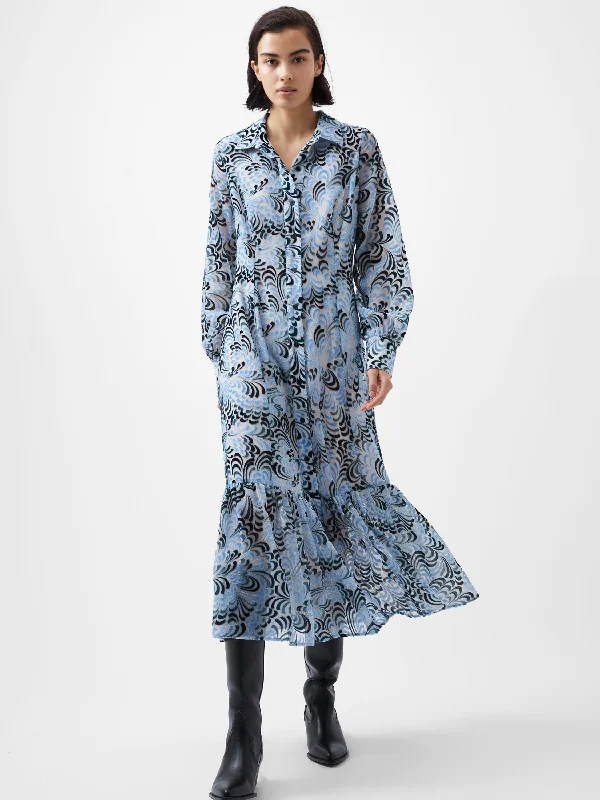 Limited Stock Diandra Devore Maxi Dress Feminine Soft - Hued Look