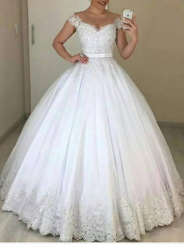 Vintage-Inspired Women's Clothes Disco - Inspired Retro Dance Look Women Lace Wedding Dresses Off Shoulder Appliques Bridal Gowns YWD242 Vintage-Inspired Women's Clothes Disco - Inspired Retro Dance Look Women Lace Wedding Dresses Off Shoulder Appliques Bridal Gowns YWD242